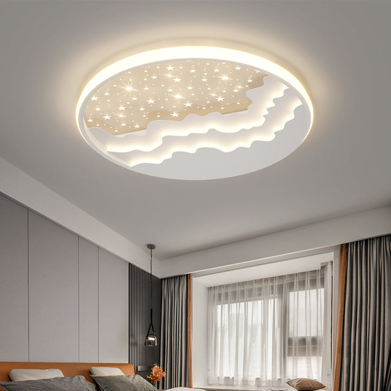 Luminaire de plafond encastré de style moderne à 1 ampoule à abat-jour rond en blanc