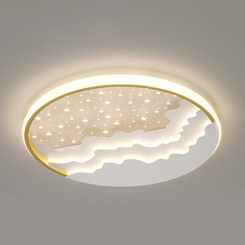 Luminaire de plafond encastré de style moderne à 1 ampoule à abat-jour rond en blanc