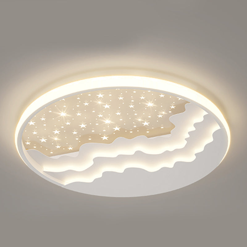 Luminaire de plafond encastré de style moderne à 1 ampoule à abat-jour rond en blanc