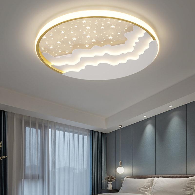 Lámpara de techo empotrada de estilo moderno con montaje empotrado y pantalla redonda de 1 luz en color blanco