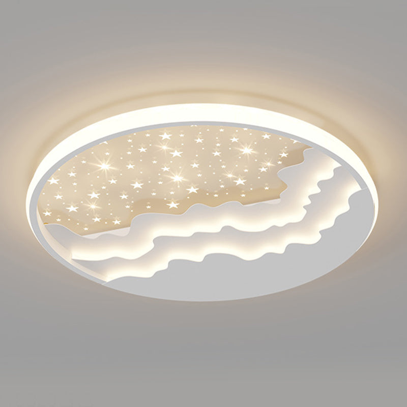 Luminaire de plafond encastré de style moderne à 1 ampoule à abat-jour rond en blanc