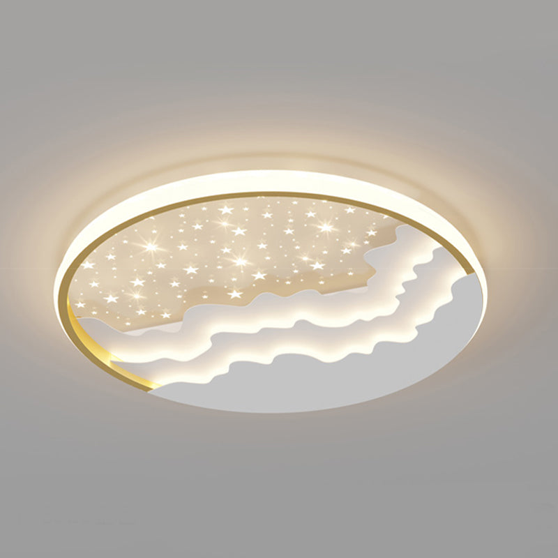 Luminaire de plafond encastré de style moderne à 1 ampoule à abat-jour rond en blanc