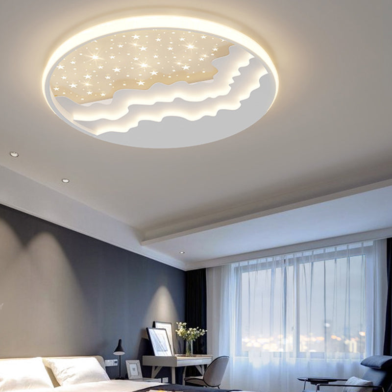 Luminaire de plafond encastré de style moderne à 1 ampoule à abat-jour rond en blanc