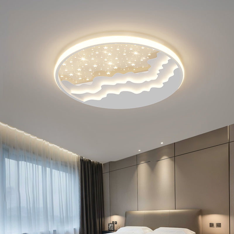 Luminaire de plafond encastré de style moderne à 1 ampoule à abat-jour rond en blanc