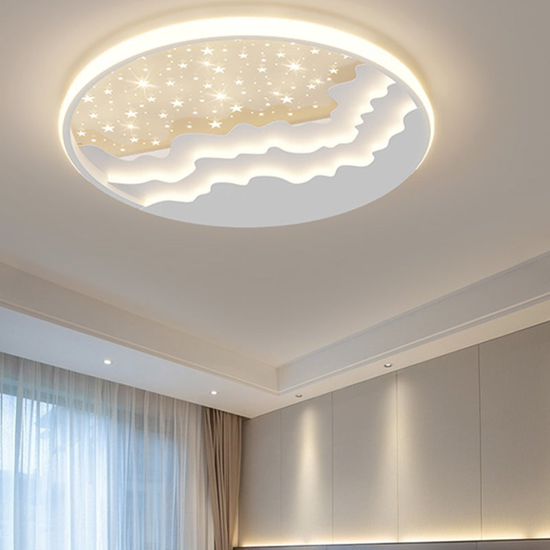 Luminaire de plafond encastré de style moderne à 1 ampoule à abat-jour rond en blanc