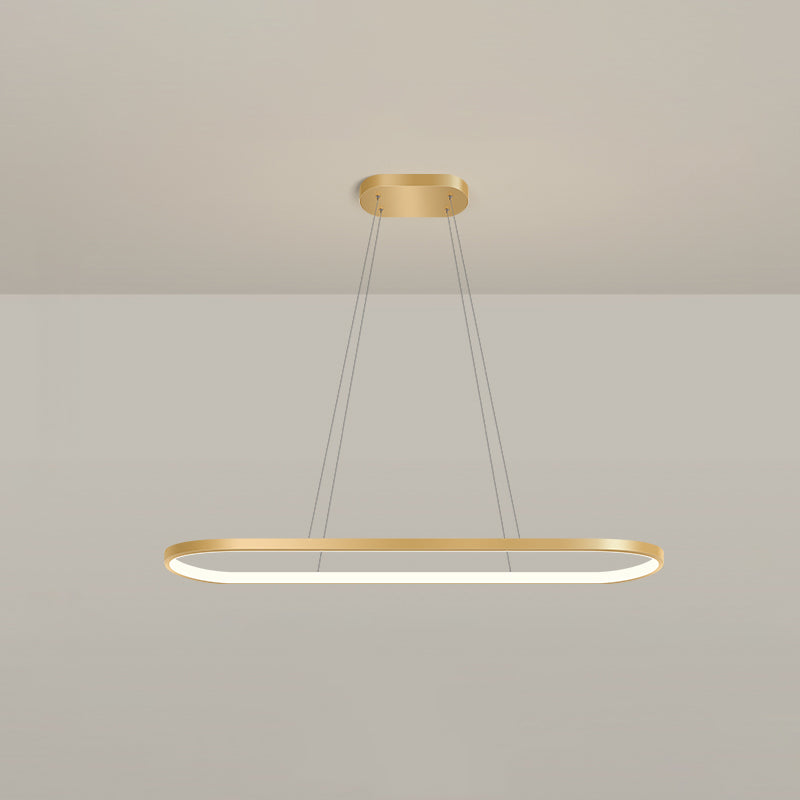 Nordic Light Luxury Simple Contemporary Style LED Island Chandelier Light in Gold for Dining Room