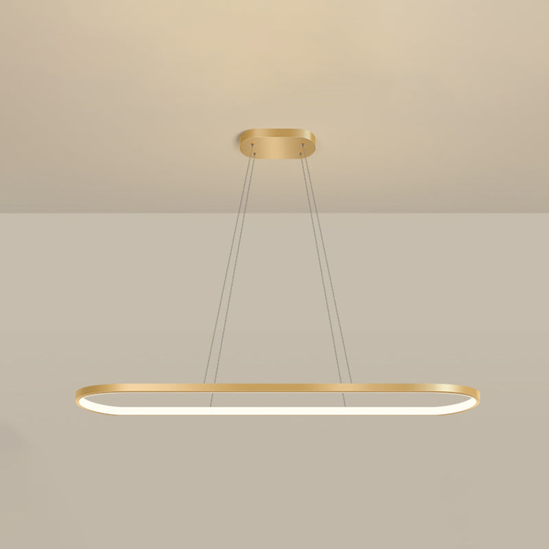 Nordic Light Luxury Simple Contemporary Style LED Island Chandelier Light in Gold for Dining Room