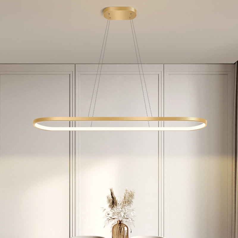 Nordic Light Luxury Simple Contemporary Style LED Island Chandelier Light in Gold for Dining Room
