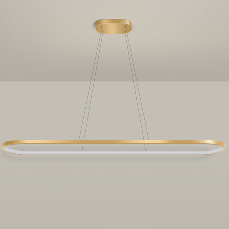 Nordic Light Luxury Simple Contemporary Style LED Island Chandelier Light in Gold for Dining Room