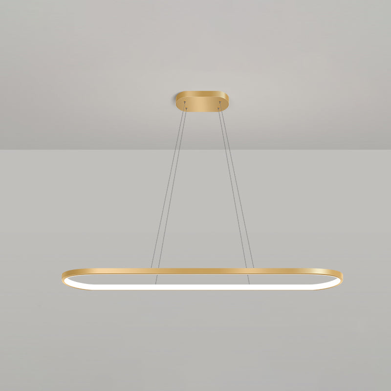 Nordic Light Luxury Simple Contemporary Style LED Island Chandelier Light in Gold for Dining Room