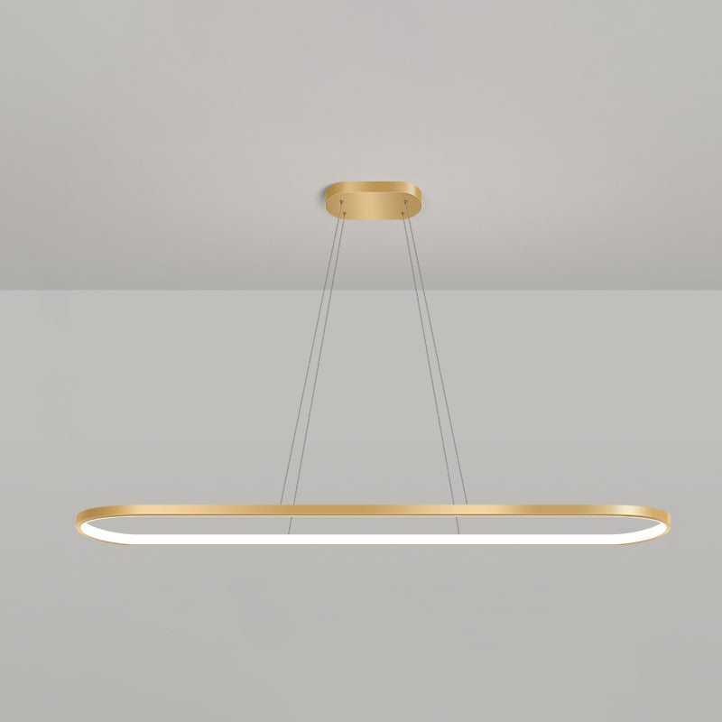 Nordic Light Luxury Simple Contemporary Style LED Island Chandelier Light in Gold for Dining Room