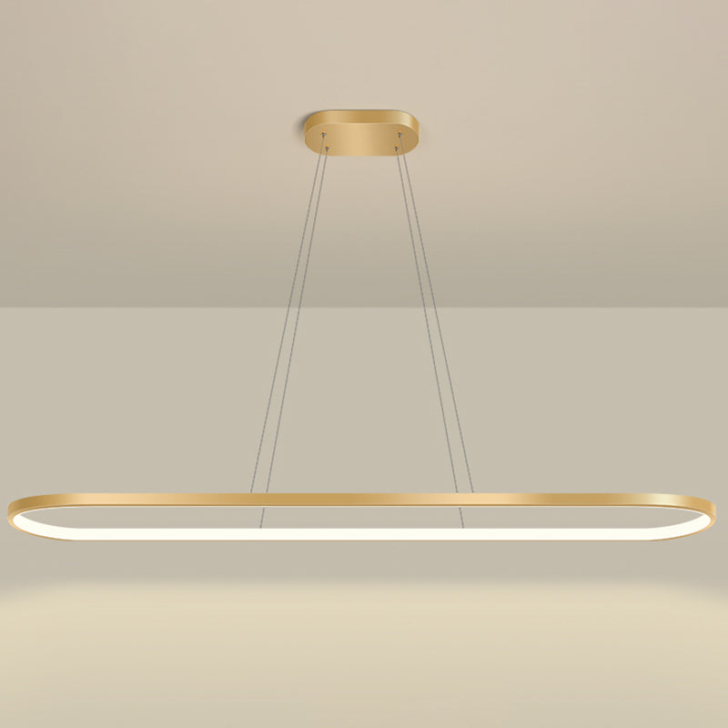 Nordic Light Luxury Simple Contemporary Style LED Island Chandelier Light in Gold for Dining Room