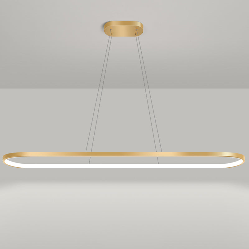 Nordic Light Luxury Simple Contemporary Style LED Island Chandelier Light in Gold for Dining Room