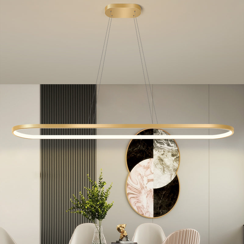 Nordic Light Luxury Simple Contemporary Style LED Island Chandelier Light in Gold for Dining Room