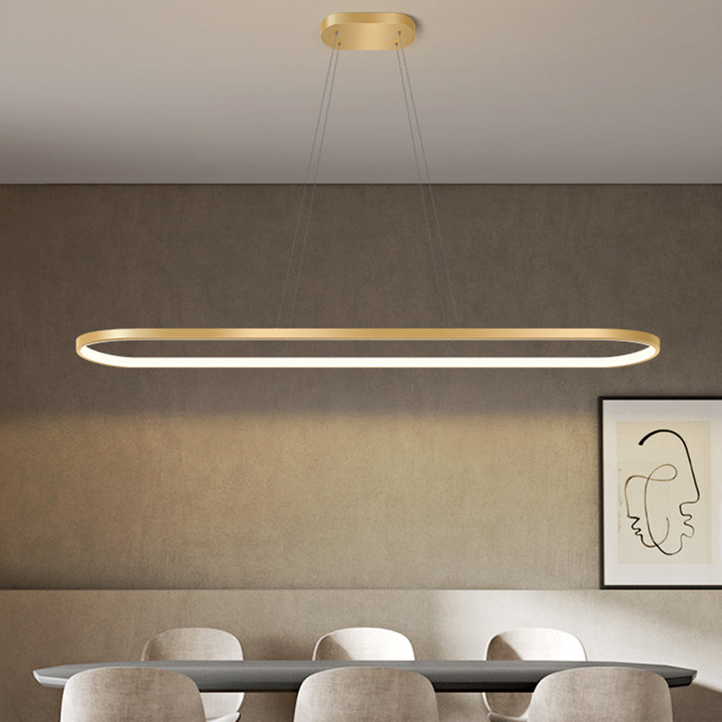 Nordic Light Luxury Simple Contemporary Style LED Island Chandelier Light in Gold for Dining Room