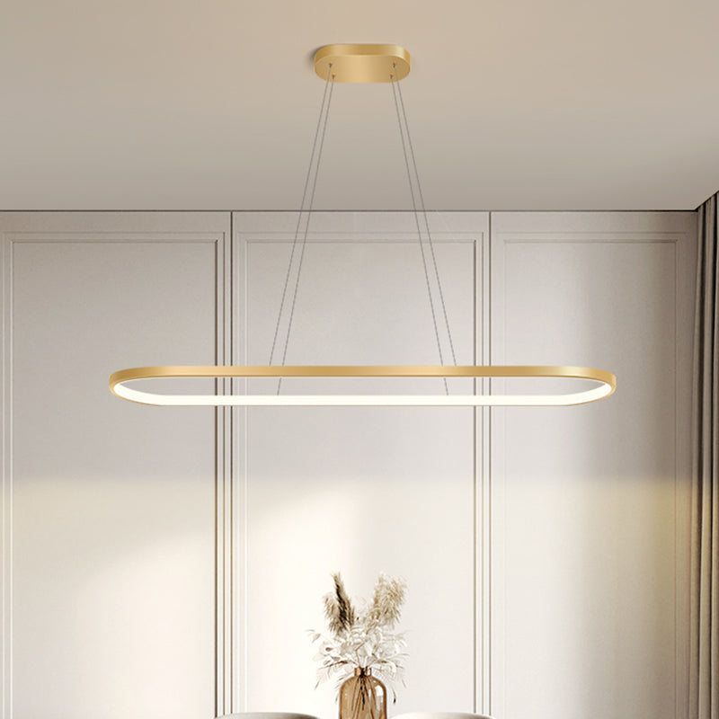 Nordic Light Luxury Simple Contemporary Style LED Island Chandelier Light in Gold for Dining Room