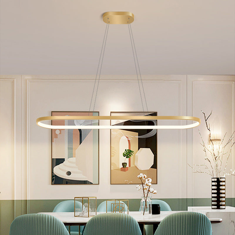 Nordic Light Luxury Simple Contemporary Style LED Island Chandelier Light in Gold for Dining Room