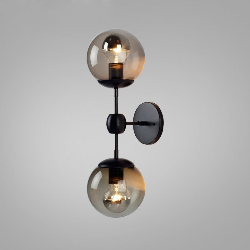 Globe Wall Lamp Fixtures Industrial Style Glass Wall Mounted Light Fixture in Black