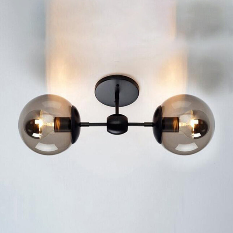 Globe Wall Lamp Fixtures Industrial Style Glass Wall Mounted Light Fixture in Black