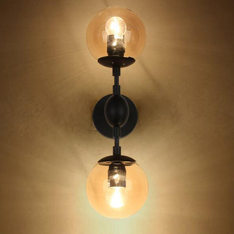 Globe Wall Lamp Fixtures Industrial Style Glass Wall Mounted Light Fixture in Black