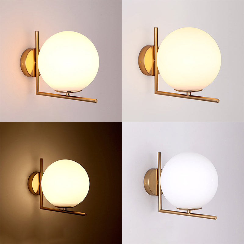 1-Licht-Globus-Wandlampenleuchten moderne Wandmontageleuchte mit weißem Glasschatten