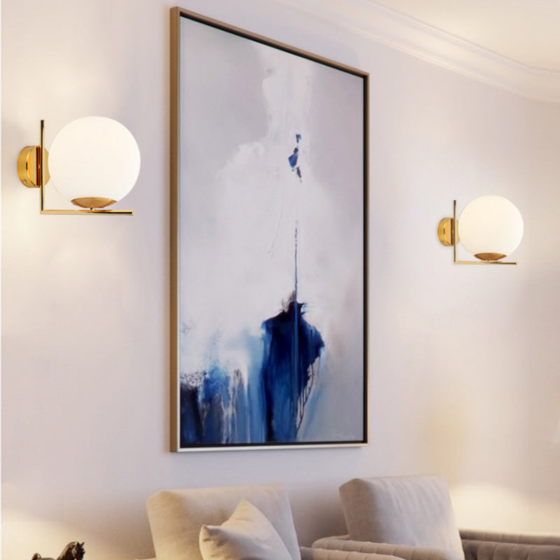 1-Licht-Globus-Wandlampenleuchten moderne Wandmontageleuchte mit weißem Glasschatten