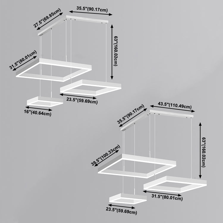 Moderne verlichting kroonluchters Meerdere vierkanten Opgeslepen verlichtingsarmaturen voor woonkamer