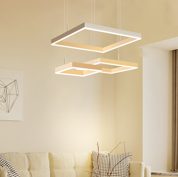 Moderne verlichting kroonluchters Meerdere vierkanten Opgeslepen verlichtingsarmaturen voor woonkamer