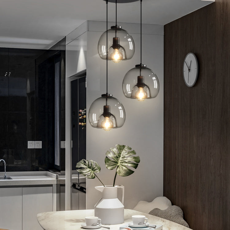 Clear Glass Hanging Light Fixtures, Nordic Simple Style Cluster Pendant Light for Indoor