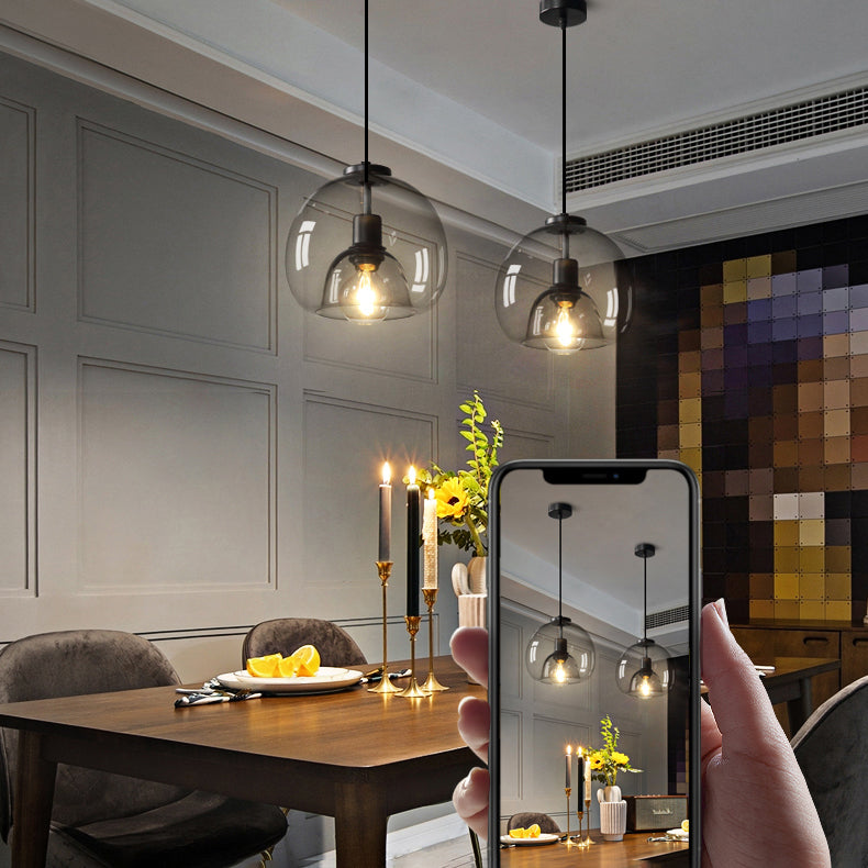 Clear Glass Hanging Light Fixtures, Nordic Simple Style Cluster Pendant Light for Indoor