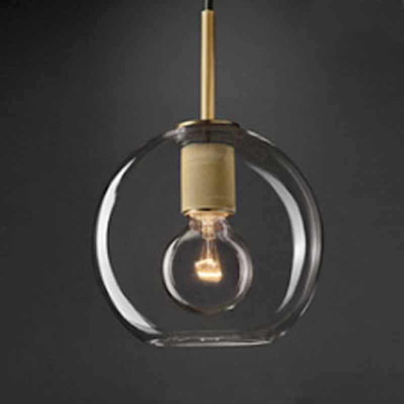 Nordisch einfache Innenheizpendelleuchte, klares Glas 1-Licht-Anhängerbeleuchtung