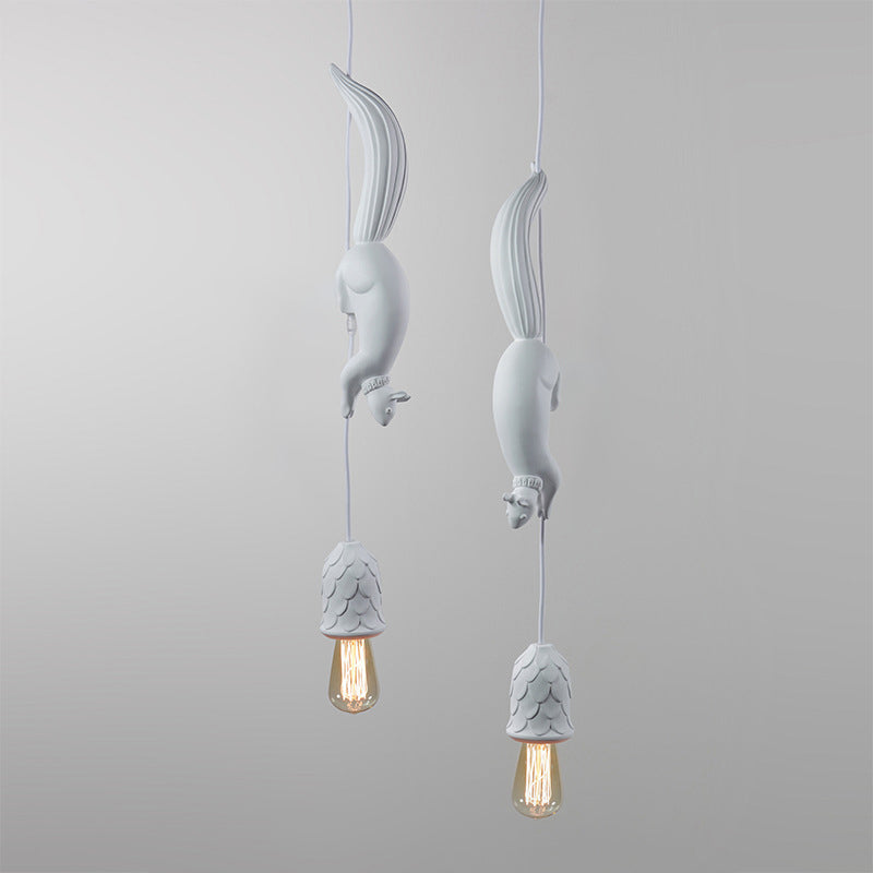 Modern Squirrel Top Pendant Light, Minimalist Plastic Hanging Lamp for Bedroom