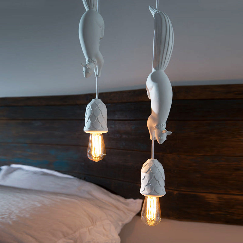 Modern Squirrel Top Pendant Light, Minimalist Plastic Hanging Lamp for Bedroom