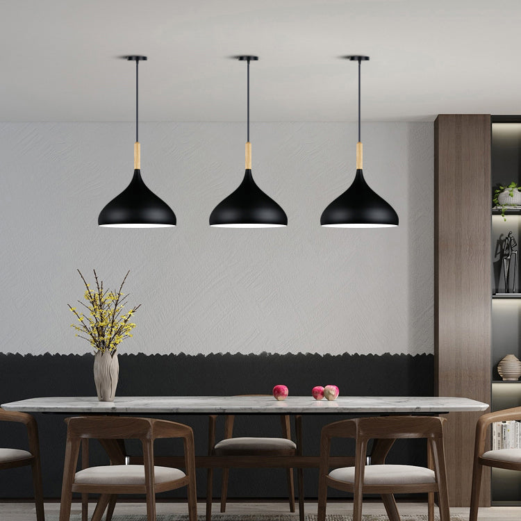 Modern Wooden Top Pendant Light, Minimalist Teardrop Shade Macaron Hanging Lamp