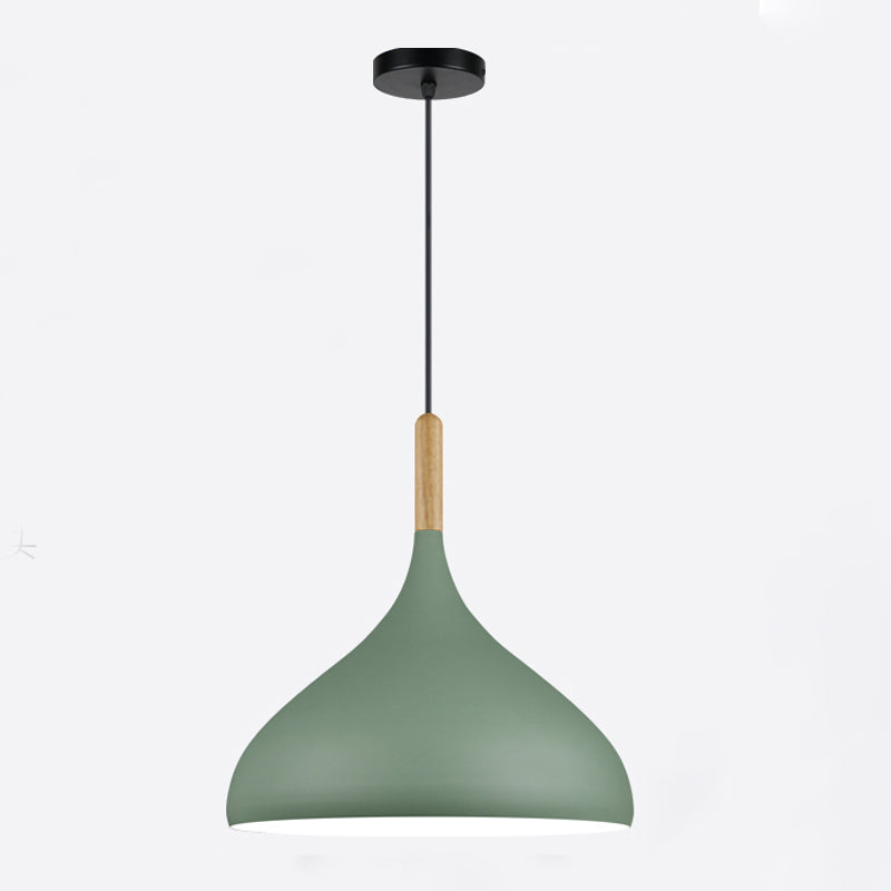 Modern Wooden Top Pendant Light, Minimalist Teardrop Shade Macaron Hanging Lamp
