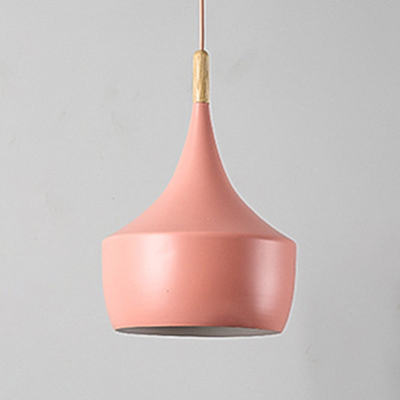 Moderne einfache nordische Hutform -Form Pendell Aluminium 1 Licht in Pink für Esszimmer Wohnzimmer