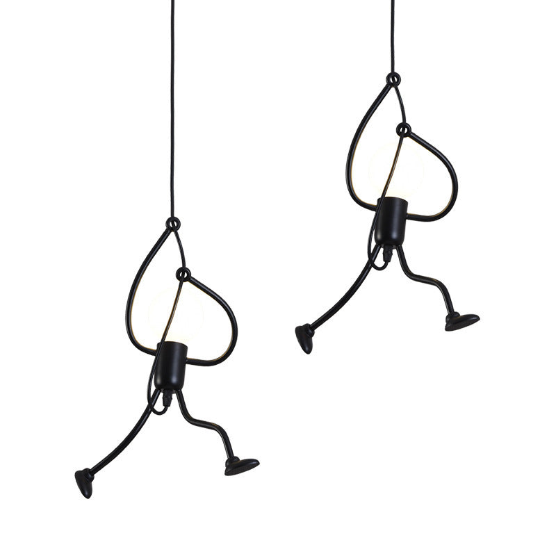 1-Light Pendant Ceiling Lights Industrial Metal Multi Pendant Light Fitting in Black