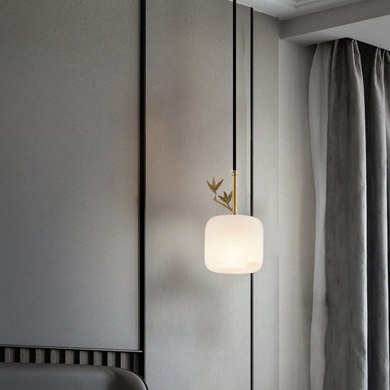 1 Licht Luxus Marmor Hanging Lampe, nordische Ziegelschatten-Anhängerbeleuchtung für Schlafzimmer