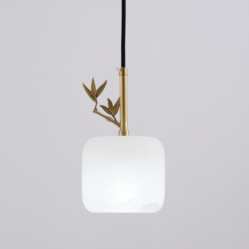 1 Licht Luxus Marmor Hanging Lampe, nordische Ziegelschatten-Anhängerbeleuchtung für Schlafzimmer