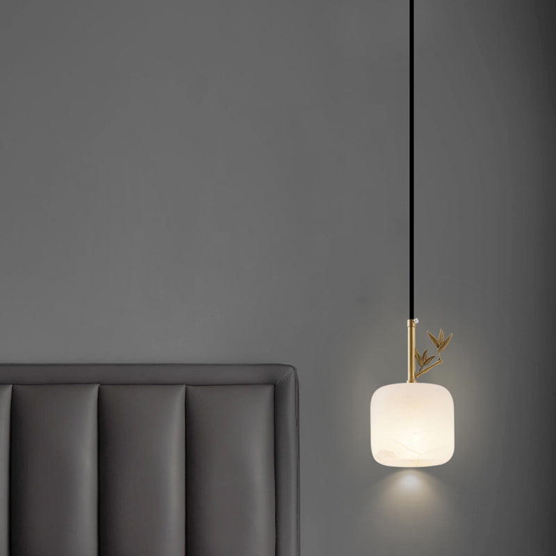 1 Licht Luxus Marmor Hanging Lampe, nordische Ziegelschatten-Anhängerbeleuchtung für Schlafzimmer