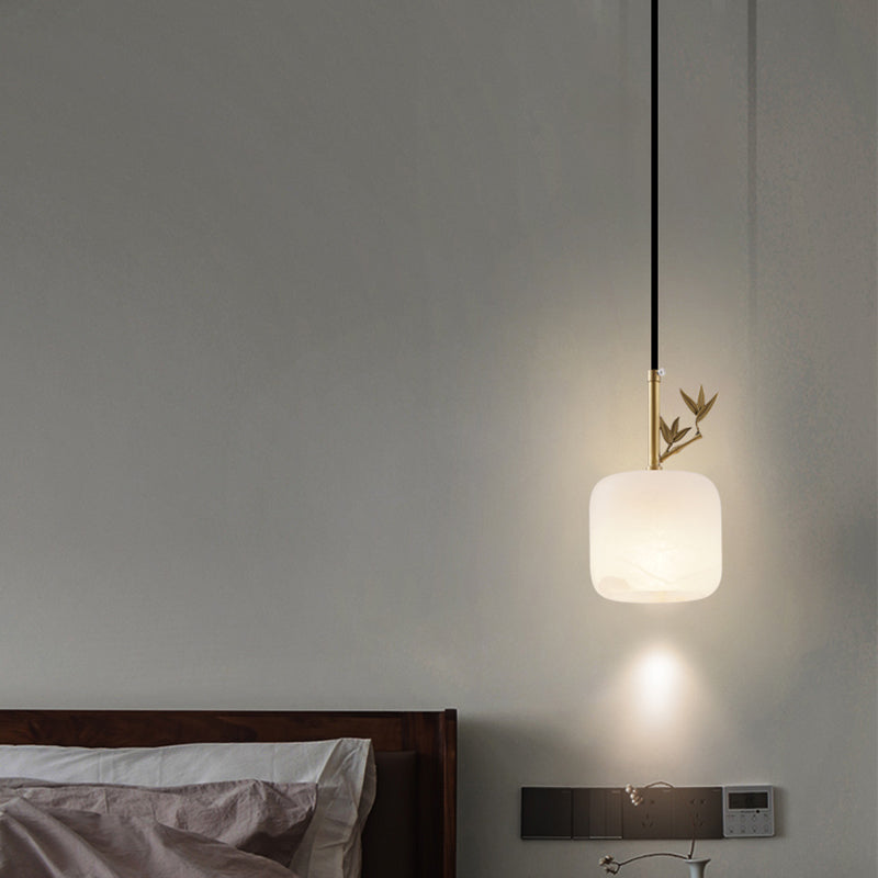 1 Licht Luxus Marmor Hanging Lampe, nordische Ziegelschatten-Anhängerbeleuchtung für Schlafzimmer