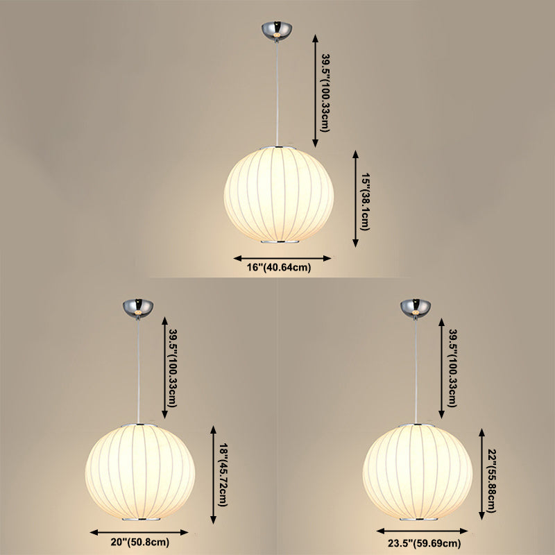 Pendante intérieure minimaliste, éclairage pendentif à 1 lumière en soie blanche pour restaurant