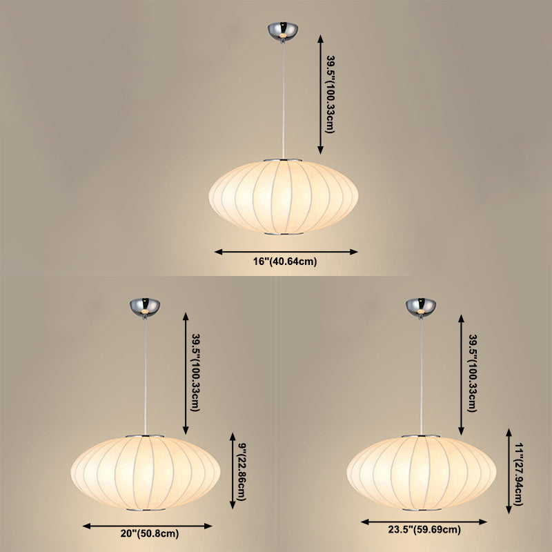 Pendante intérieure minimaliste, éclairage pendentif à 1 lumière en soie blanche pour restaurant