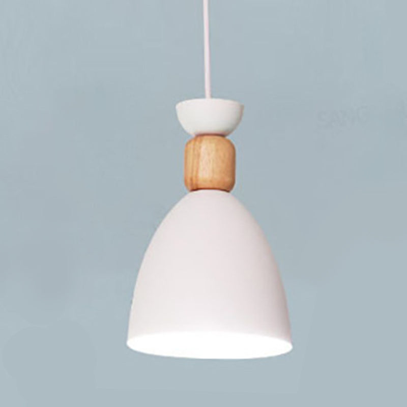 Iron Glass Chandelier Modern Simple Macaroon Style 1 Light in White for Dining Room or Bedroom