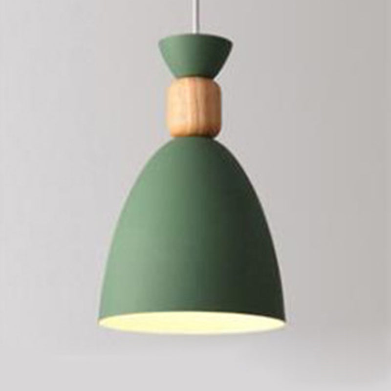 Iron Glass Chandelier Modern Simple Macaroon Style 1 Light in White for Dining Room or Bedroom