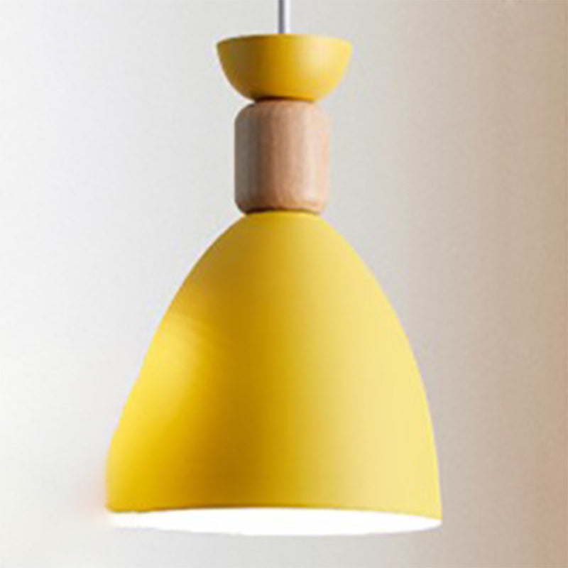 Iron Glass Chandelier Modern Simple Macaroon Style 1 Light in White for Dining Room or Bedroom