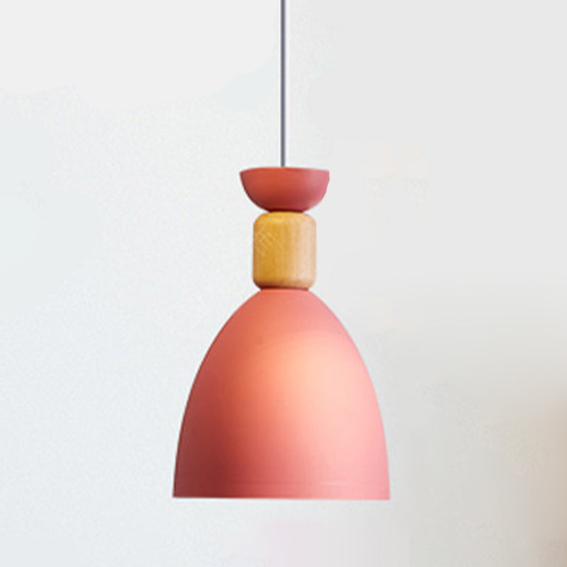 Iron Glass Chandelier Modern Simple Macaroon Style 1 Light in White for Dining Room or Bedroom