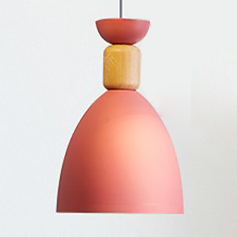 Iron Glass Chandelier Modern Simple Macaroon Style 1 Light in White for Dining Room or Bedroom