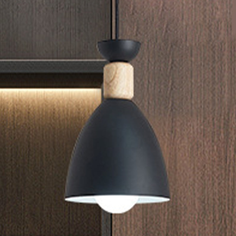 Iron Glass Chandelier Modern Simple Macaroon Style 1 Light in White for Dining Room or Bedroom