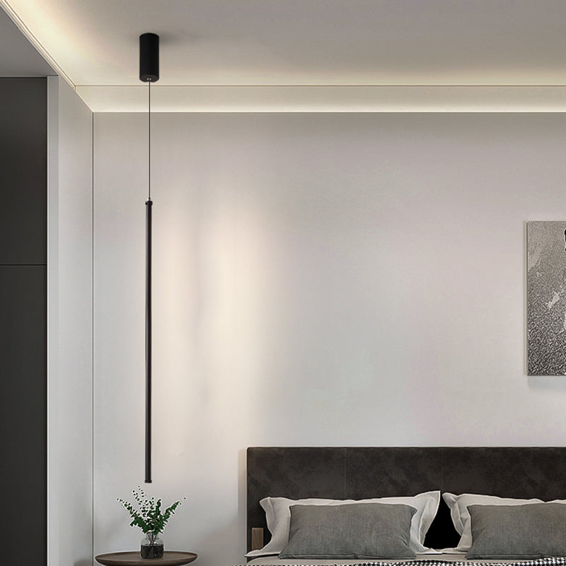 Lustre cylindrique lustre suspendu luminaire moderne de suspension extérieure moderne en finition noire